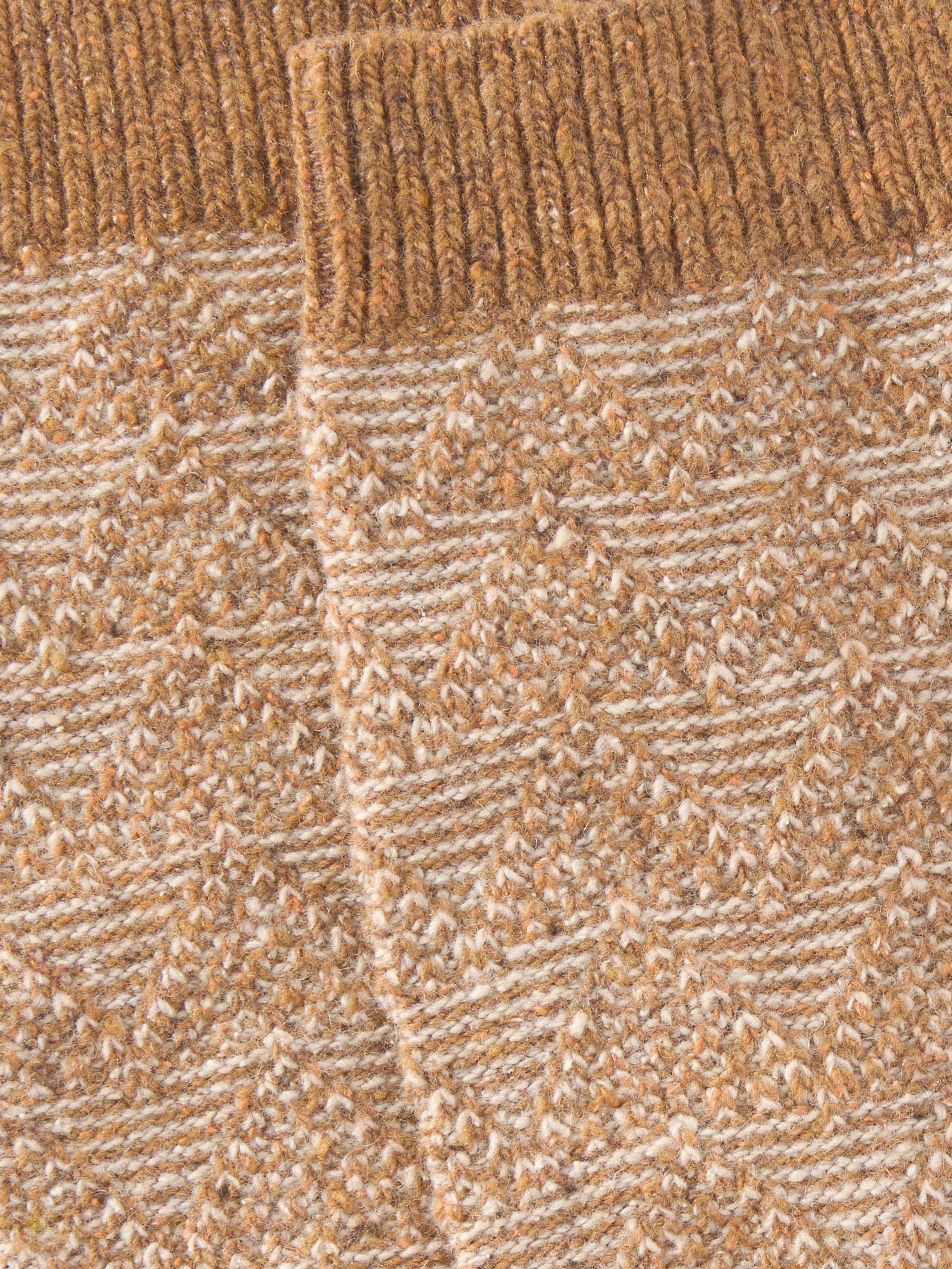 Product image 2 of 2, which shows John Lewis Geometric Wool Silk Blend Knee High Socks, Orange