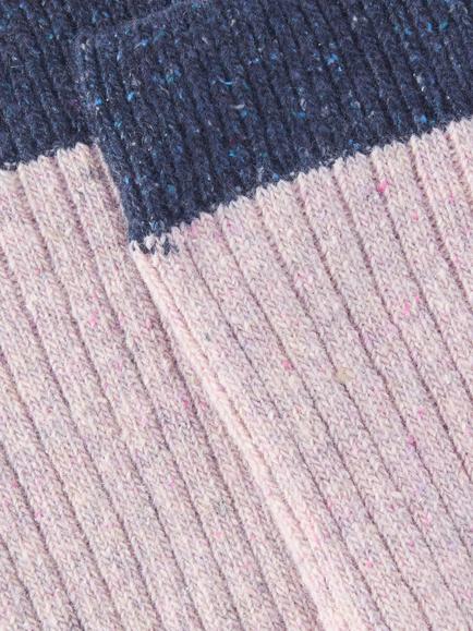John Lewis Rib Wool Silk Blend Knee High Socks - view 2, Pink/Multi