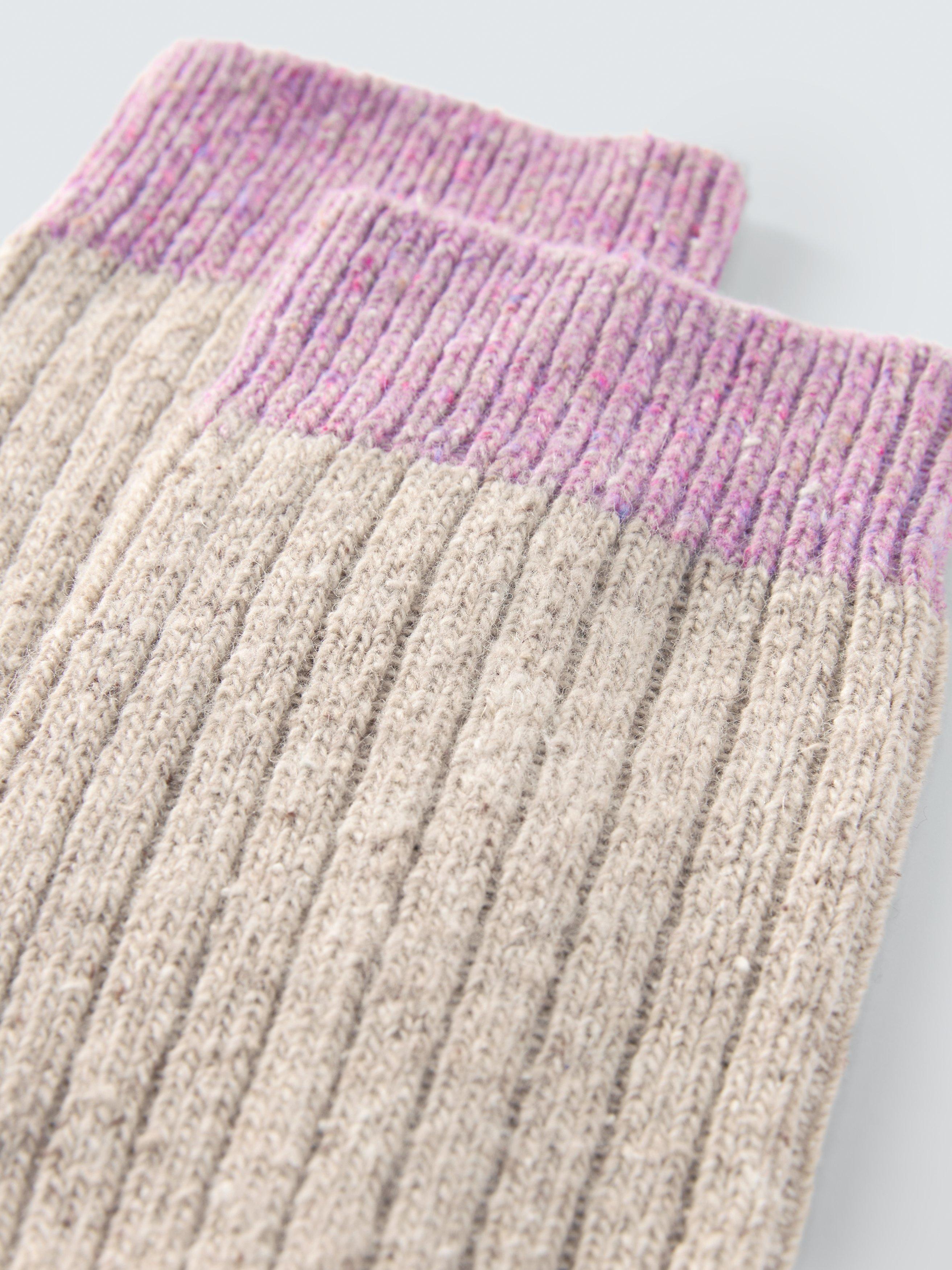 Product image 2 of 2, which shows John Lewis Rib Wool Silk Blend Knee High Socks, Beige/Multi