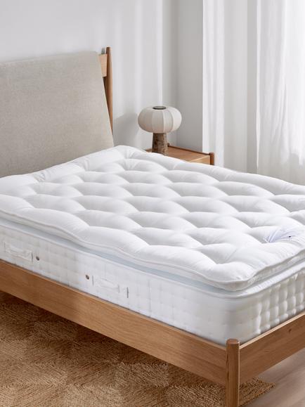 John Lewis Waitrose Wool 1800 Pillowtop Pocket Spring Mattress, Medium Tension, Double - view 2, White