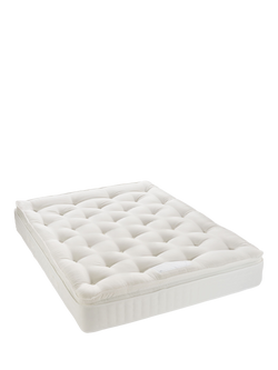 John Lewis Waitrose Wool 1800 Pillowtop Pocket Spring Mattress, Medium Tension, Super King Size, White