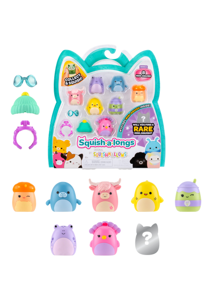 Squishmallows Squish-a-longs Mini Squish, Style 2/Wave 4, Pack of 8, Multi