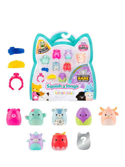 Squishmallows Squish-a-longs Mini Squish, Style 3/Wave 4, Pack of 8, Multi