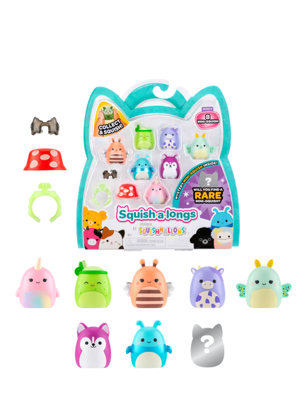 Squishmallows Squish-a-longs Mini Squish, Style 4/Wave 4, Pack of 8, Multi