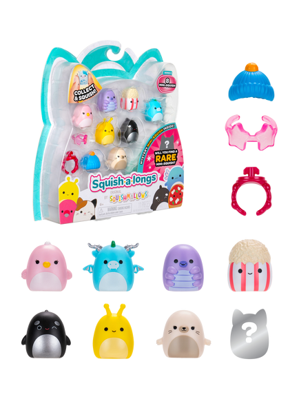 Squishmallows Squish-a-longs Mini-Squish, Style 2/Wave 3, Pack of 8, Multi