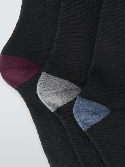 John Lewis Wool Blend Thermal Heel & Toe Socks, Pack of 3, Black Multi - view 2, Black Multi