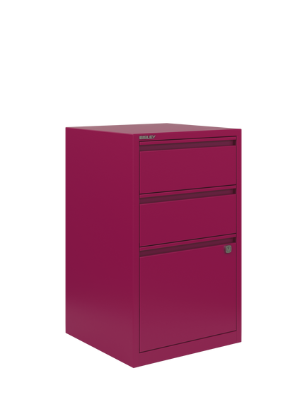 Bisley 3 Drawer Home Filer, Berry