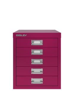 Bisley MultiDrawer 5 Drawer A4 Filing Cabinet, Berry