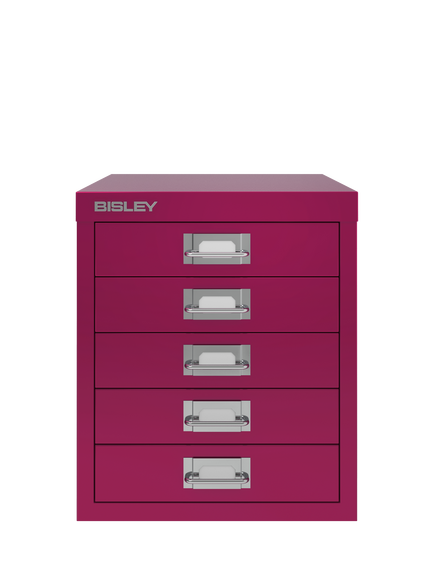 Bisley MultiDrawer 5 Drawer A4 Filing Cabinet, Berry