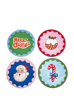 Eleanor Bowmer Fabulously Festive Cork-Backed Coasters, Set of 4, Multi, Multi