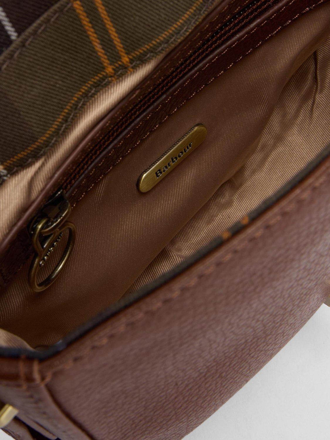 Product image 9 of 9, which shows Barbour Elm Leather Crossbody Saddle Bag, Brown