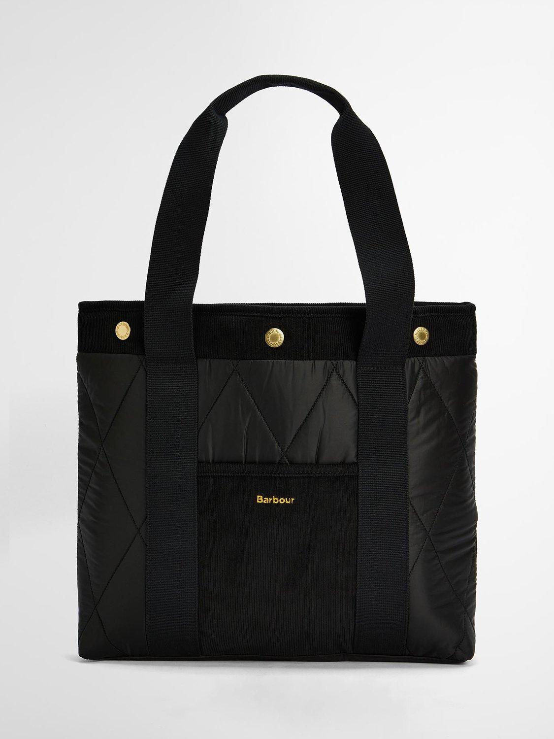 Product image 1 of 9, which shows Barbour Healy Diamond Quilted Tote Bag, Black