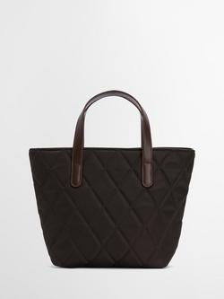 Barbour Quilted Mini Tote Bag, Dark Olive - view 2, Dark Olive