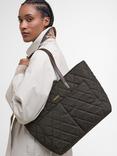 Barbour Quilted Tote Bag, Dark Olive
