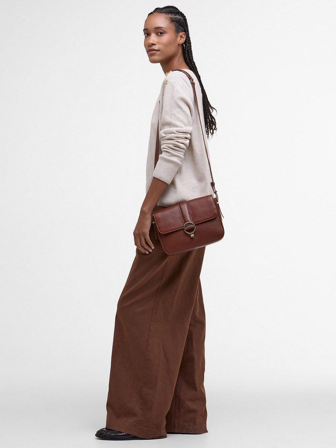 Product image 3 of 9, which shows Barbour Rosa Leather Crossbody Bag, Brown