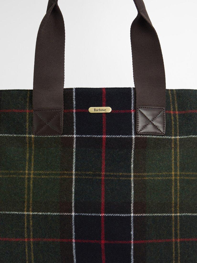 Product image 6 of 11, which shows Barbour Turnberry Tartan Tote Bag, Green/Multi