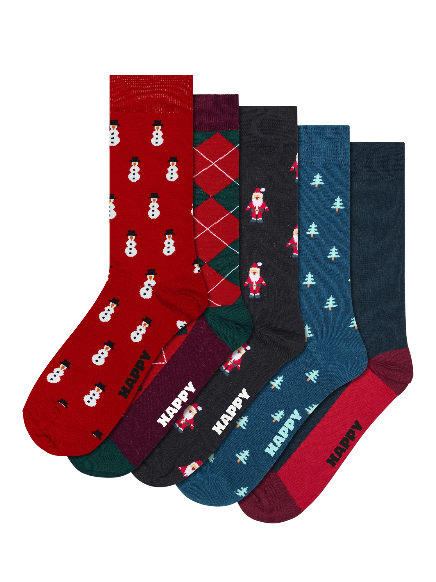 Happy Socks Lite Holiday Socks, Pack of 5, Red Multi