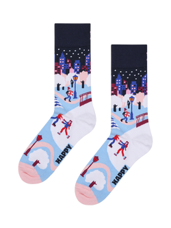 Happy Socks Ice Skating In The City Socks, Light Blue, Light Blue