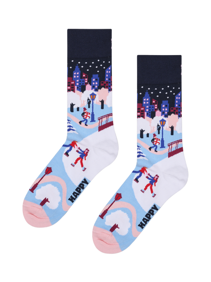 Happy Socks Ice Skating In The City Socks, Light Blue, Light Blue