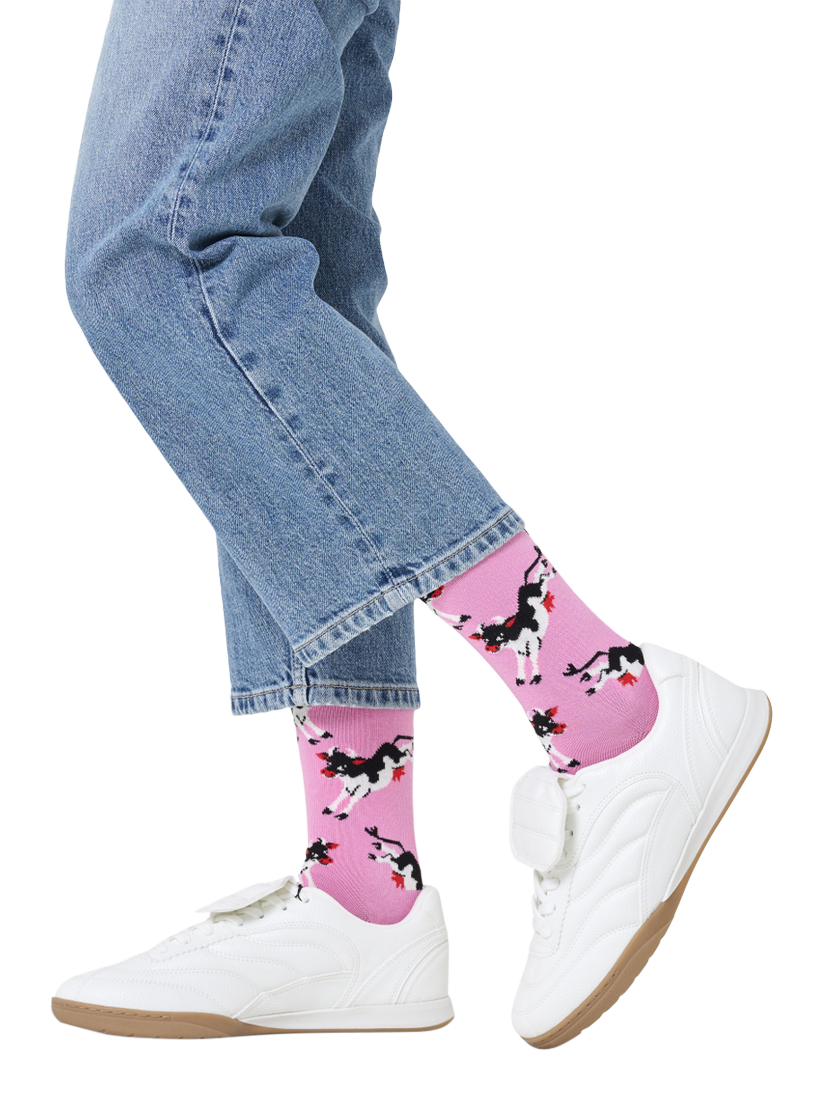 Product image 2 of 3, which shows Happy Socks Happy Cow Socks, One Size, Pink