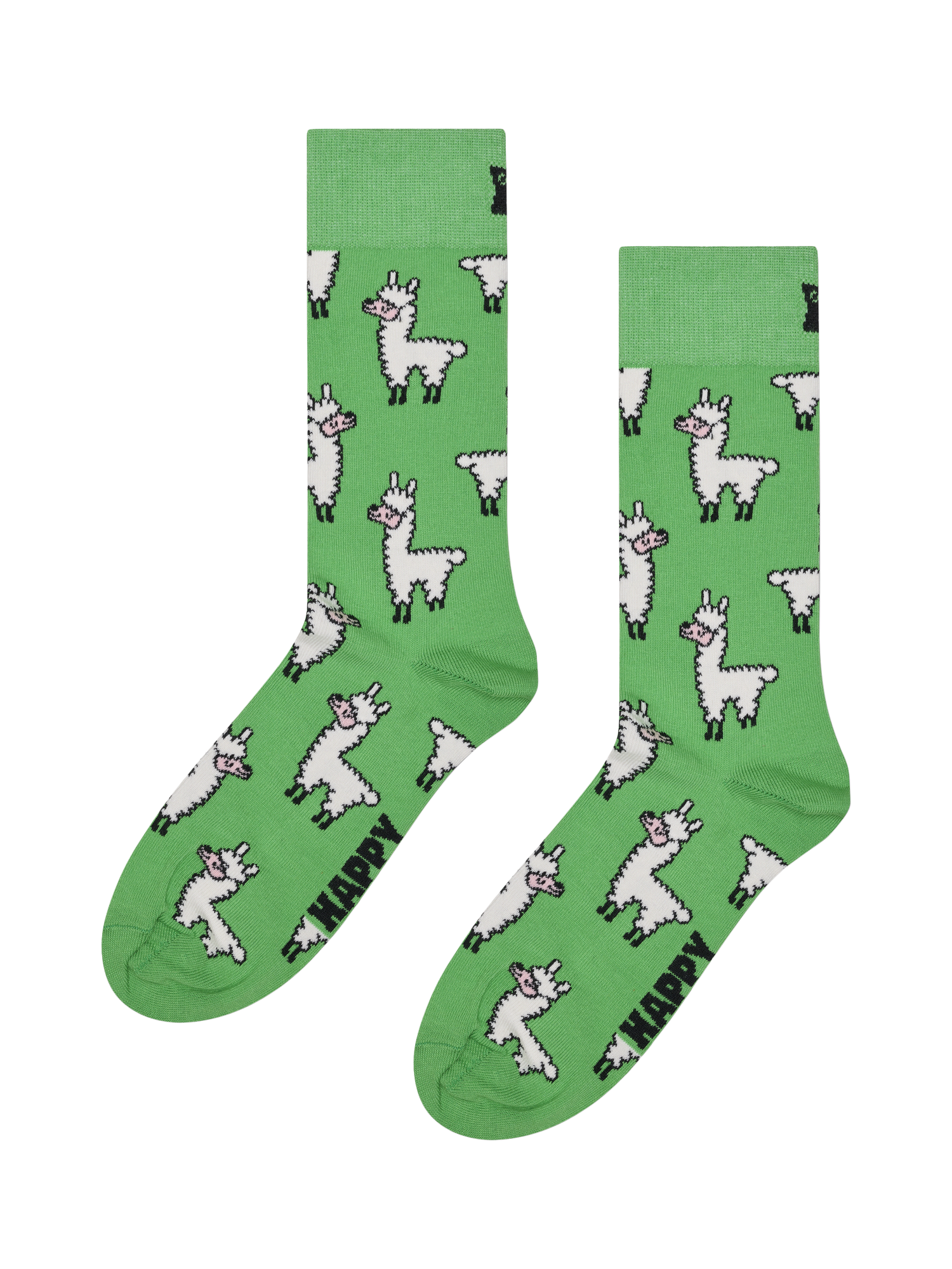 Product image 1 of 3, which shows Happy Socks Llama Socks, One Size, Green
