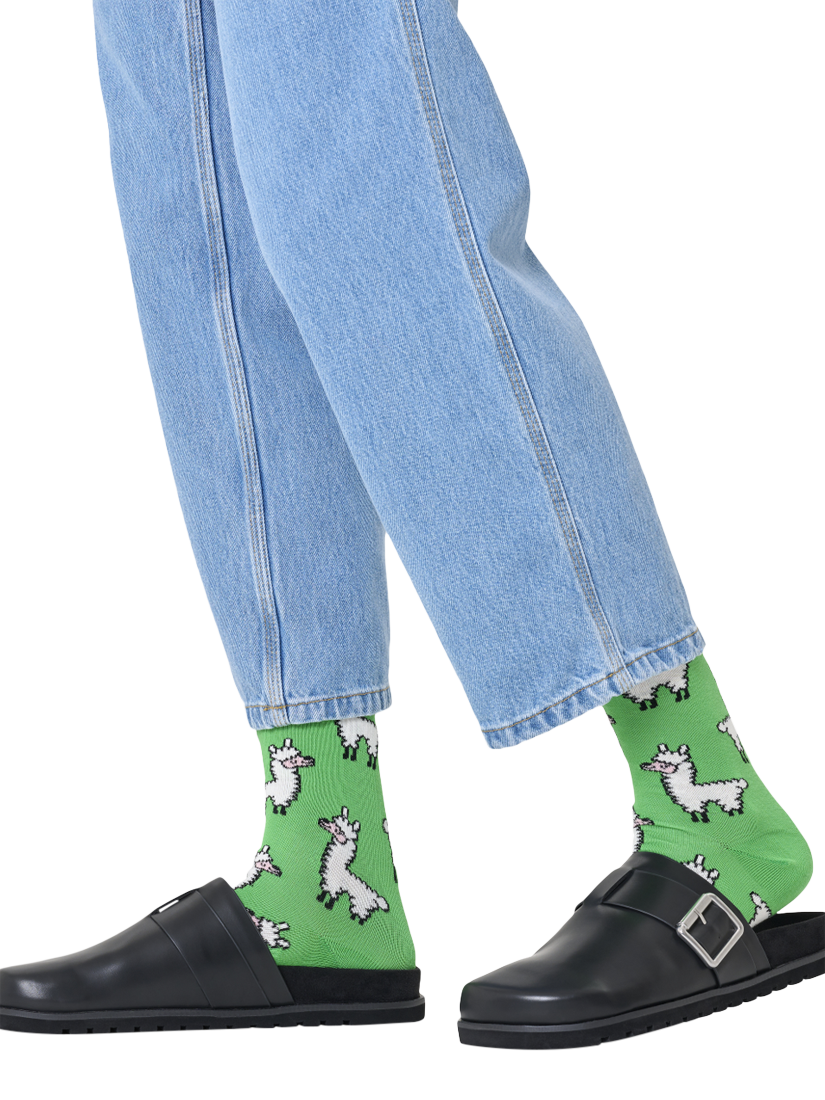 Product image 2 of 3, which shows Happy Socks Llama Socks, One Size, Green