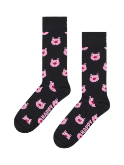 Happy Socks Pixellated Pig Socks, One Size, Black Multi, Black Multi