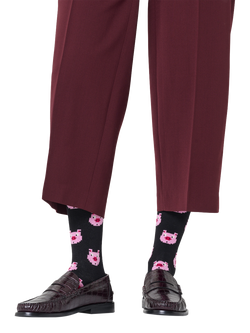 Happy Socks Pixellated Pig Socks, One Size, Black Multi - view 2, Black Multi