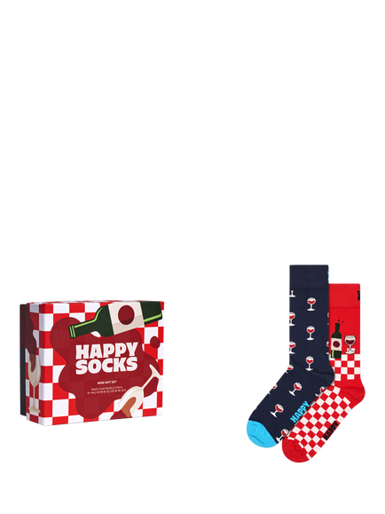 Happy Socks Wine Socks Gift Box, Pack of 2, One Size, Navy Multi, Navy Multi