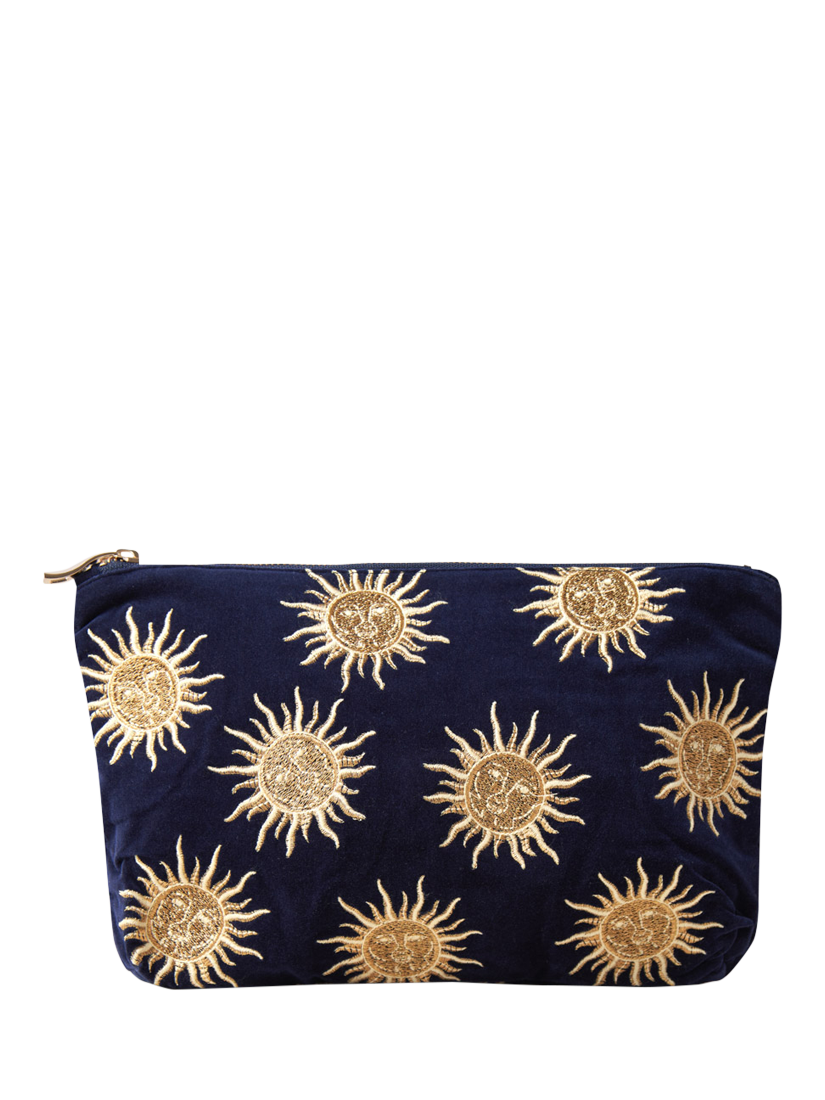 Product image 1 of 3, which shows Elizabeth Scarlett Sun Goddess Velvet Pouch, Navy