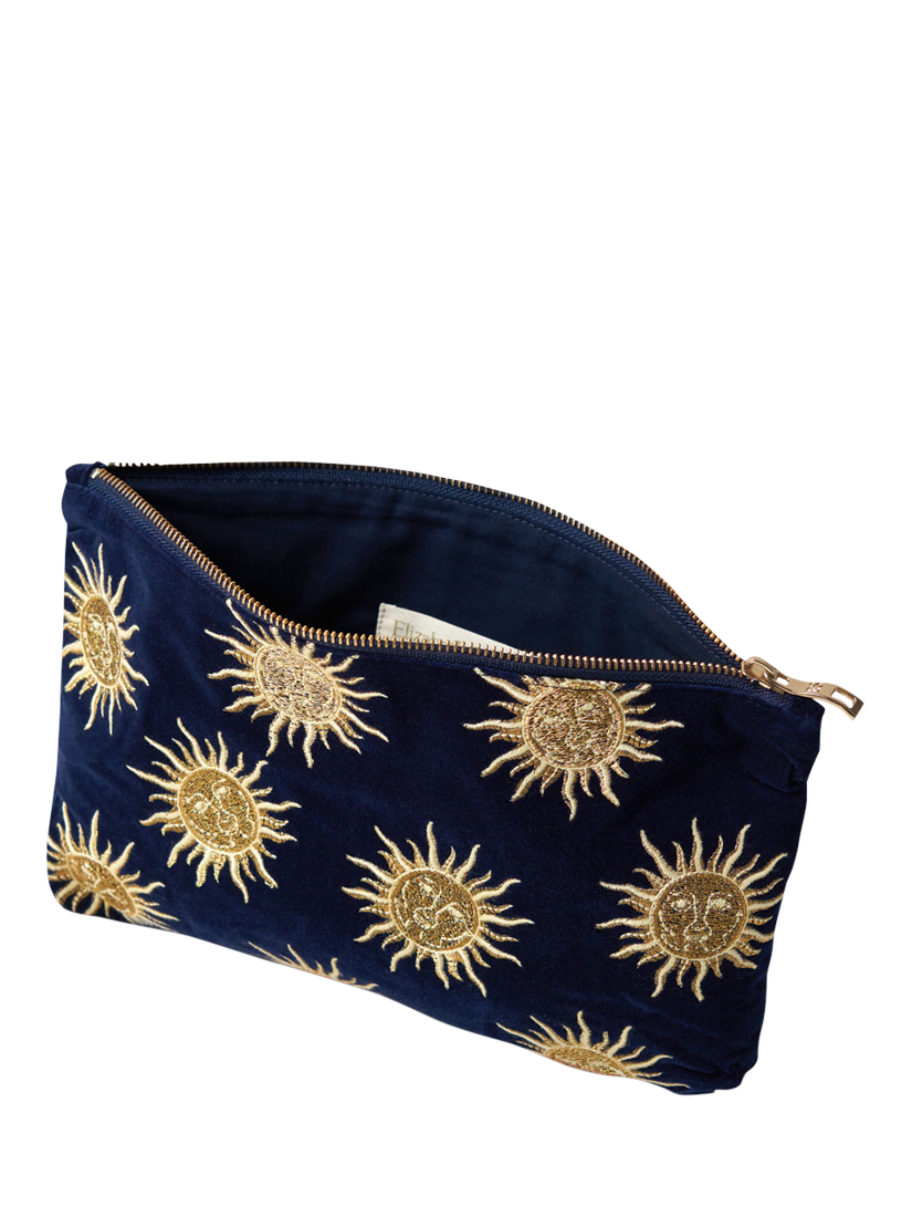 Product image 2 of 3, which shows Elizabeth Scarlett Sun Goddess Velvet Pouch, Navy