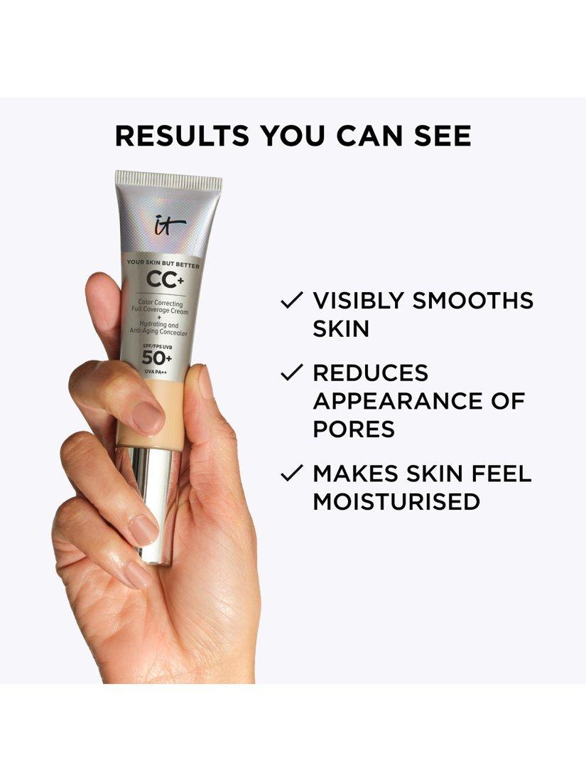 Product image 6 of 9, which shows IT Cosmetics Your Skin But Better CC+ Cream with SPF 50 Travel Size, Tan