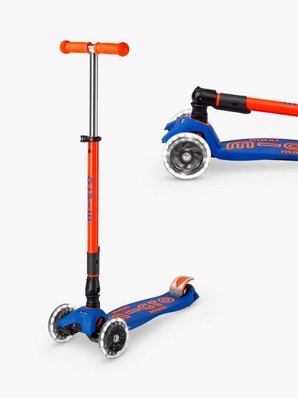 Micro Scooters Maxi Deluxe Neon Foldable LED Scooter, Blue/Orange