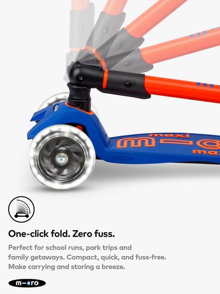 Micro Scooters Maxi Deluxe Neon Foldable LED Scooter - view 2, Blue/Orange