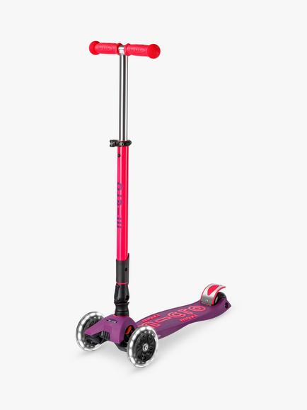 Micro Scooters Maxi Deluxe Neon Foldable LED Scooter, Purple/Pink