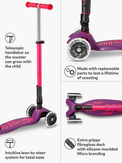 Micro Scooters Maxi Deluxe Neon Foldable LED Scooter - view 2, Purple/Pink