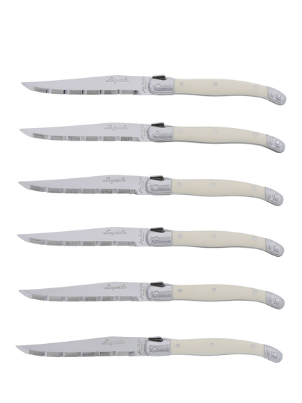 Laguiole Stainless Steel Steak Knives & Filled Knife Block, Set of 6, Ivory - view 2, Ivory