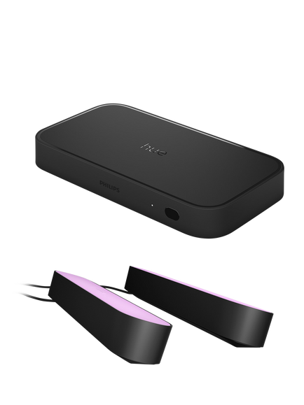 Philips Hue Play HDMI Sync Box 8K with 2 White and Colour Ambiance Play Light Bars, Black, Black