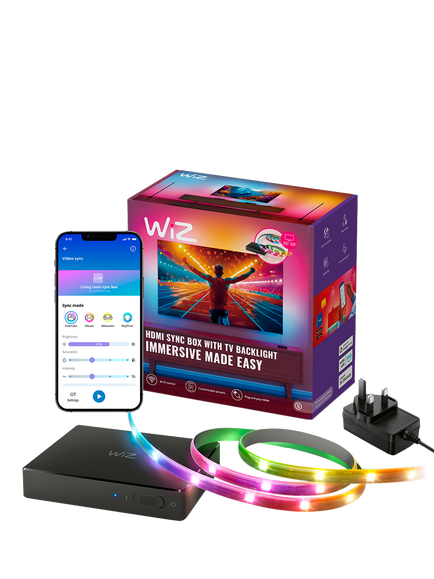WiZ HDMI Sync Box with TV Backlight Light Strip for 55”-65” TVs, Black, Black