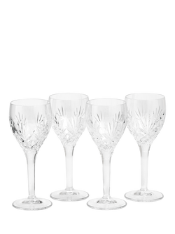 Royal Doulton Highgate Cut Crystal White Wine Glass, Set of 4, 220ml, Clear, Clear