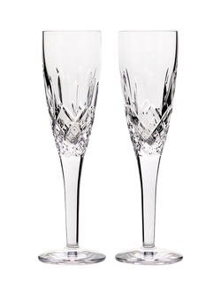 Royal Doulton Ashmere Crystal Cut Glass Champagne Flute, Set of 2, 140ml, Clear, Clear