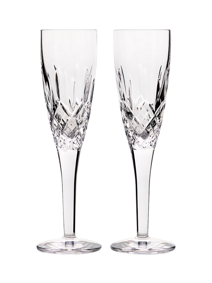 Royal Doulton Ashmere Crystal Cut Glass Champagne Flute, Set of 2, 140ml, Clear, Clear