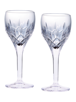 Royal Doulton Ashmere Crystal Cut Glass Wine Goblet, Set of 2, 300ml, Clear, Clear