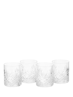 Royal Doulton Highgate Cut Crystal Double Old Fashioned Tumbler Glass, Set of 4, 360ml, Clear, Clear