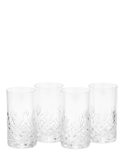 Royal Doulton Highgate Cut Crystal Highball Glass, Set of 4, 340ml, Clear, Clear
