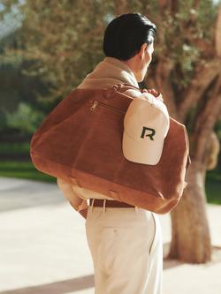 Reiss Theo Suede Holdall Bag, Tan - view 2, Light Tan