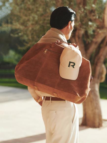 Reiss Theo Suede Holdall Bag, Tan - view 2, Light Tan