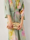Monsoon Mia Pleated Metallic Clutch Bag, Champagne