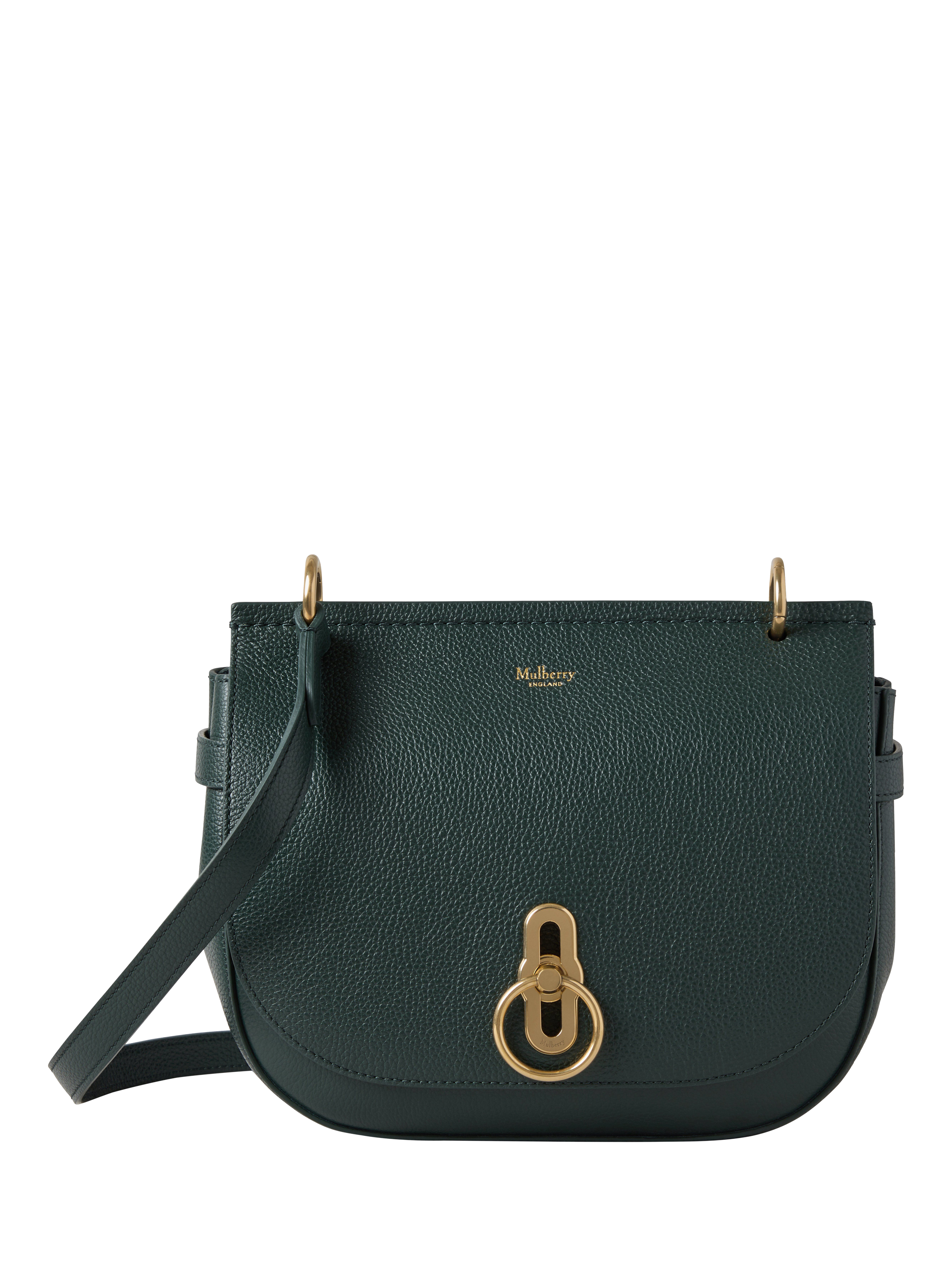 Product image 1 of 6, which shows Mulberry Amberley Small Classic Grain Leather Satchel, Mulberry Green