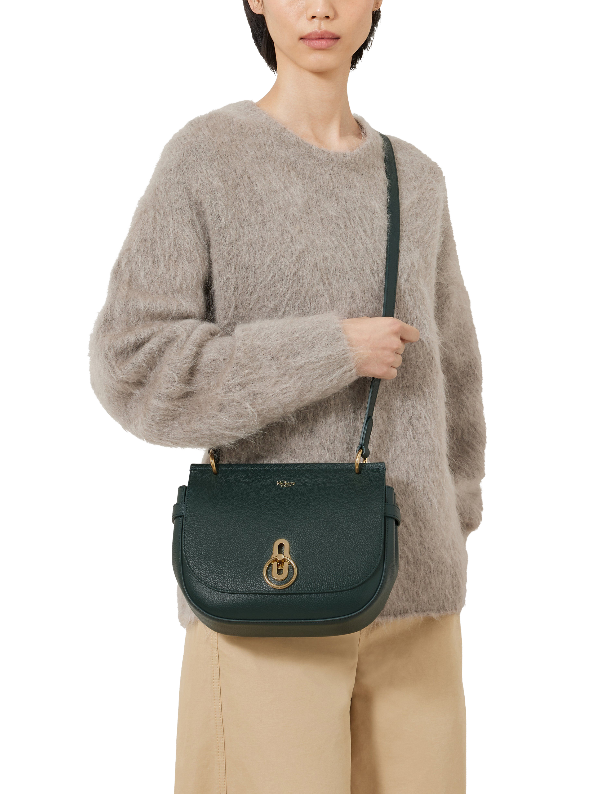 Product image 2 of 6, which shows Mulberry Amberley Small Classic Grain Leather Satchel, Mulberry Green